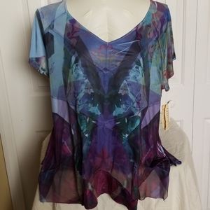 ⚘2 for $20⚘Satiny top with sheer overlay